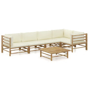 Set Divani da Giardino 6 pz con Cuscini Bianco Crema in BambÃ¹ cod mxl 51638