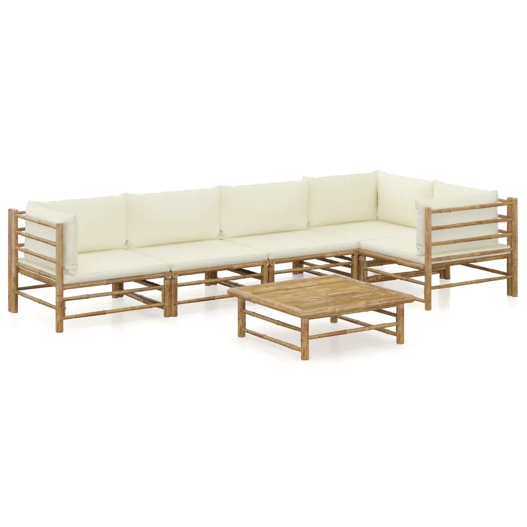 Set Divani da Giardino 6 pz con Cuscini Bianco Crema in BambÃ¹ cod mxl 51638