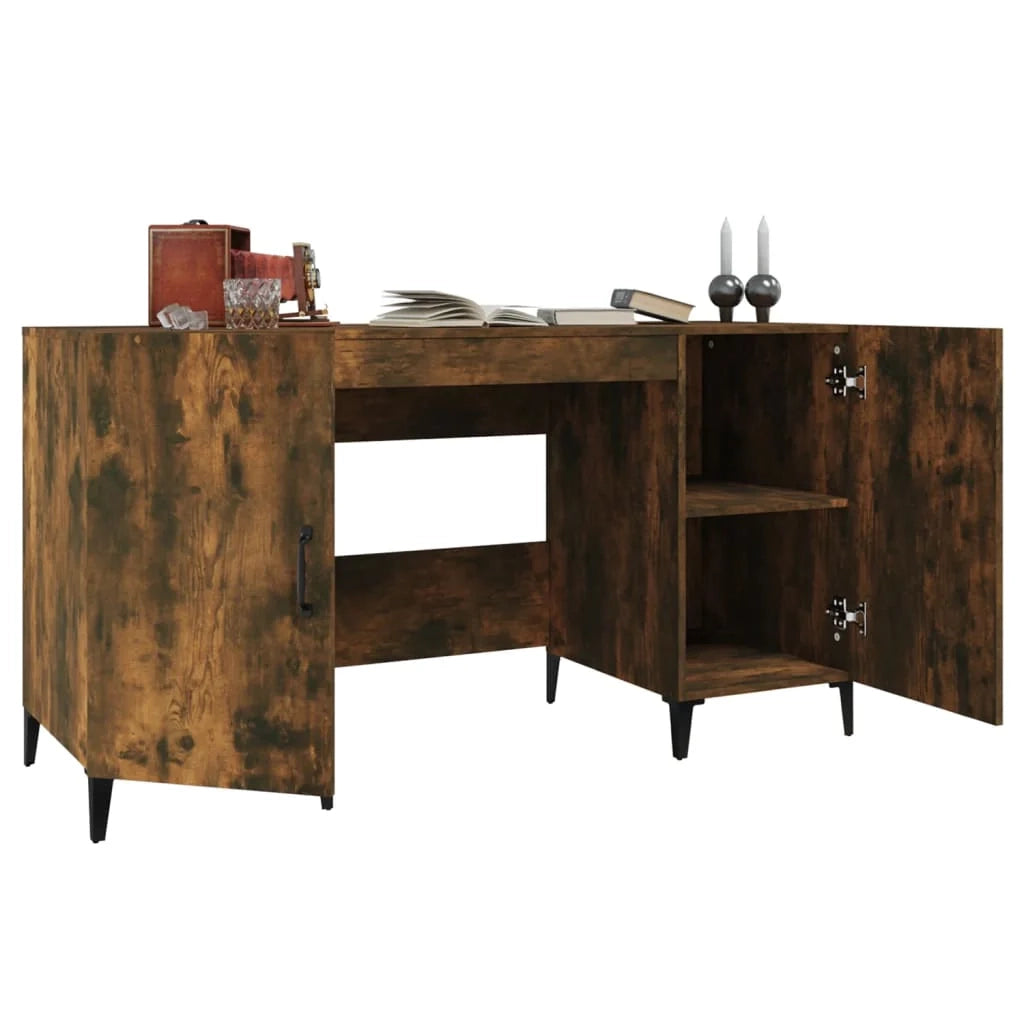 Scrivania da ufficio postazione di lavoro mobile per computer studio rovere affumicato 140 x 50 x 75 cm legno ingegnerizzato marrone 02_0023580