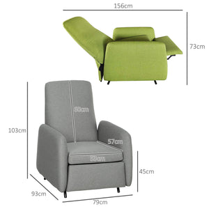 Poltrona Relax  Reclinabile con Poggiapiedi Estraibile e Copertura di Ricambio Grigio