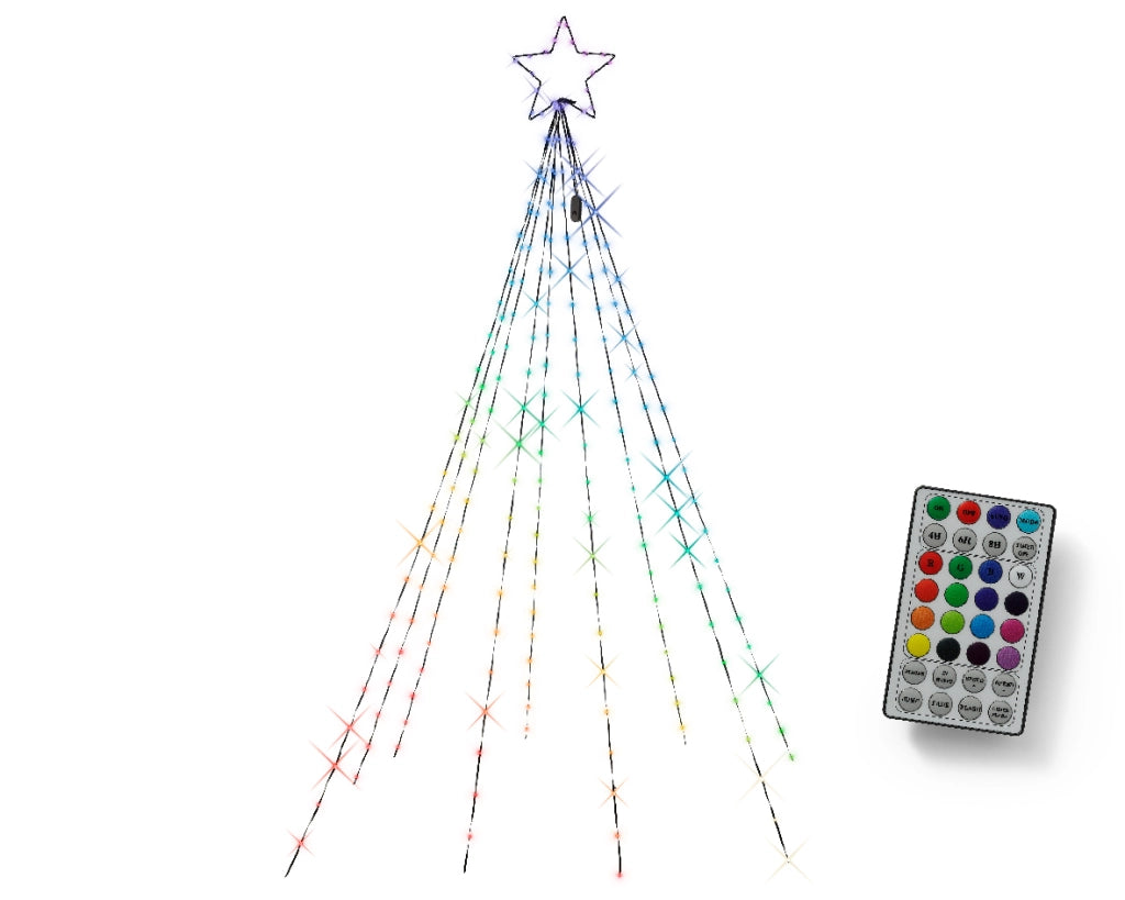 Luci Danzanti Stella Cadente Cambio Colore Esterni H 270 Ø 28 cm