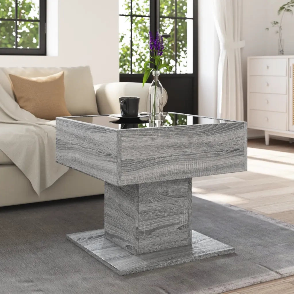 Tavolino Salotto con LED Grigio Sonoma 50x50x45 cm Multistrato
