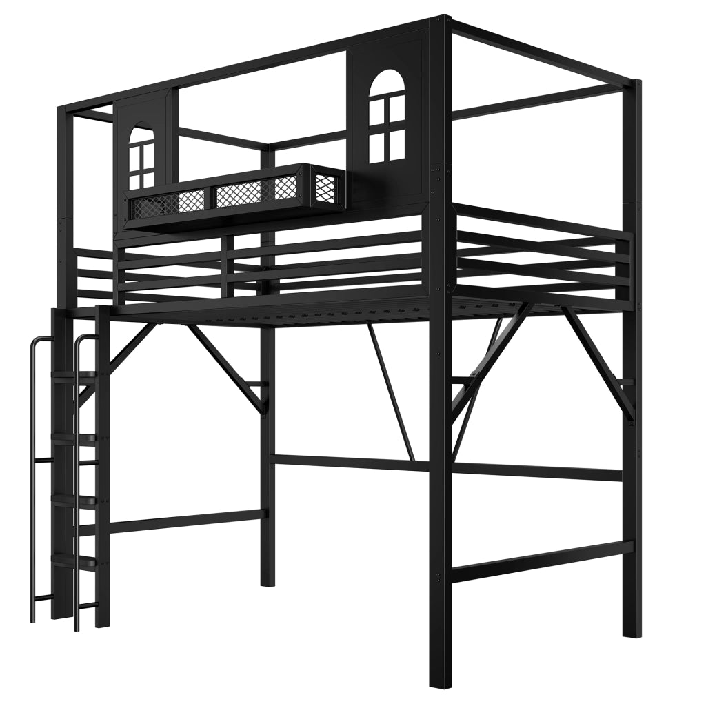 letto a castello metallo nero 90 x 200 cm