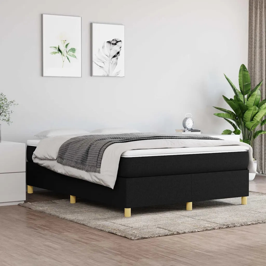 Struttura Letto a Rete a Molle Nero 140x190 cm in Tessuto