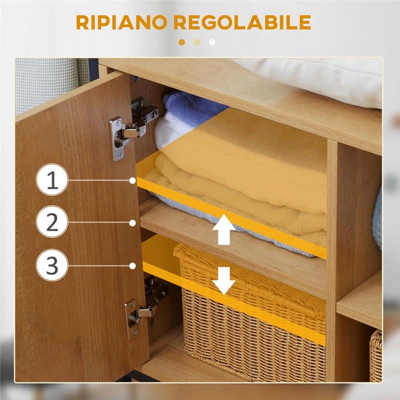 APPENDIABITI IN ACCIAIO E LEGNO STILE INDUSTRIALE CON SCARPIERA E RIPIANI