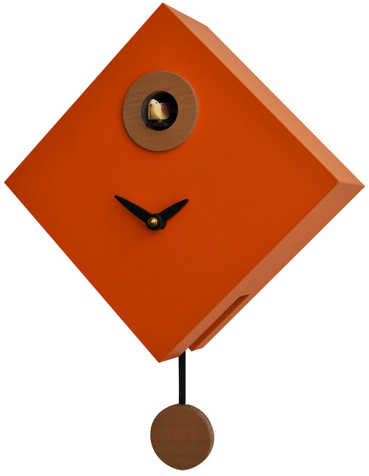 Orologio a Cucù da Parete 25x25x11cm Pirondini Italia Rombino Arancio