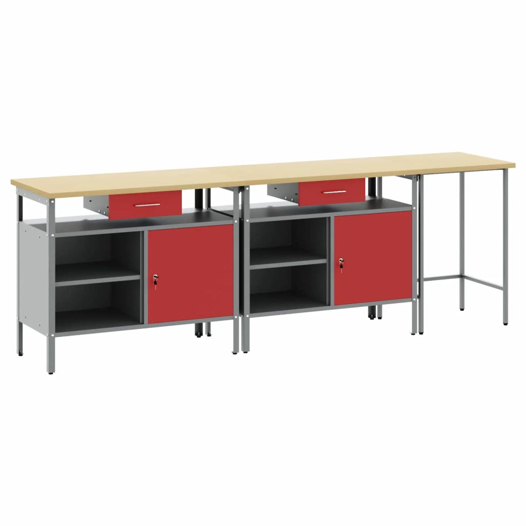 Set banco da lavoro con cassetto con blocco 3 pcs Nero e Grigio 3321396