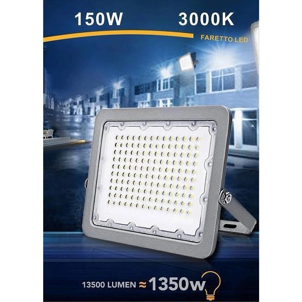 Trade Shop - Faro Led 150w Proiettore Esterno Ip65 Grigio Luce 6500k 4000k 3000k Fs150w-g5 -