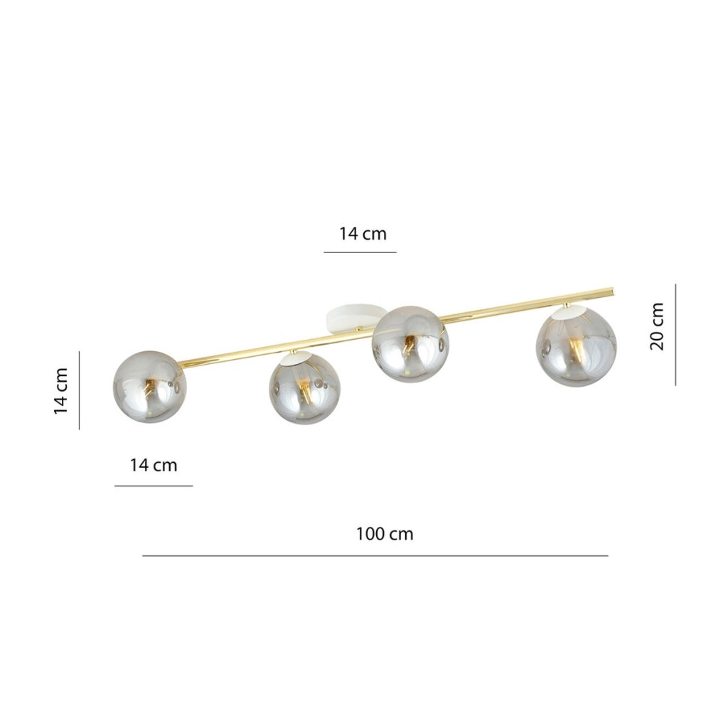 Lampada a sospensione SPLENDI in acciaio bianco e oro con vetro grafite