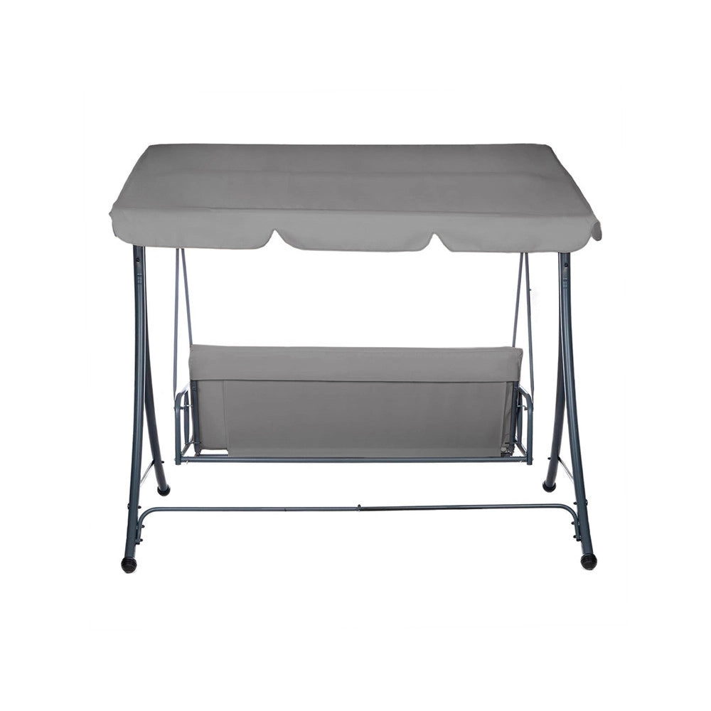 Trade Shop - Dondolo Letto Da Giardino 3 Posti Con Tettuccio Parasole Orientabile Struttura In Acciaio - Grigio