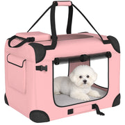 Trasportino Pieghevole per Cani ¨C Xylo ¨C 60x41,5x41 cm Rosa con Finestre a Rete