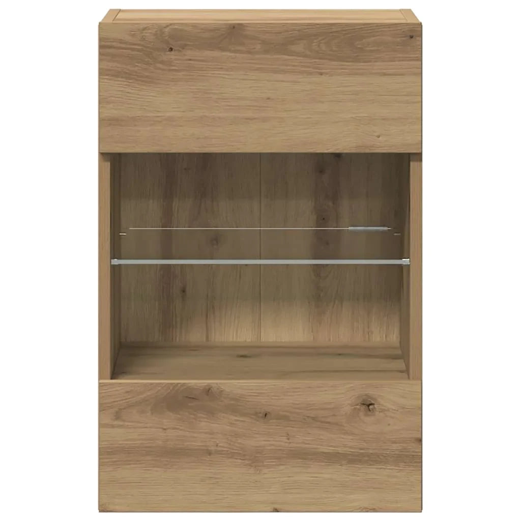 Mobili TV a Parete Luci LED 2pz Rovere Artigianale 40x30x60,5cm