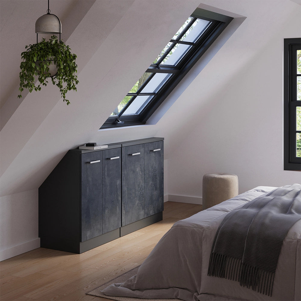 Set di mobili sottotetto Rion Calce nera/Antracite Set di 2 Vicco
