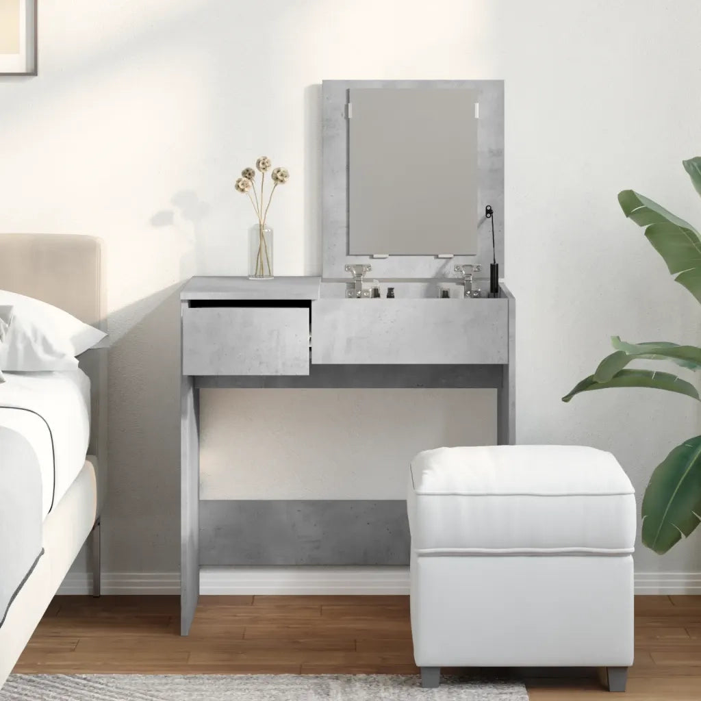 Toeletta con Specchio Grigio Cemento 73x46,5x120 cm