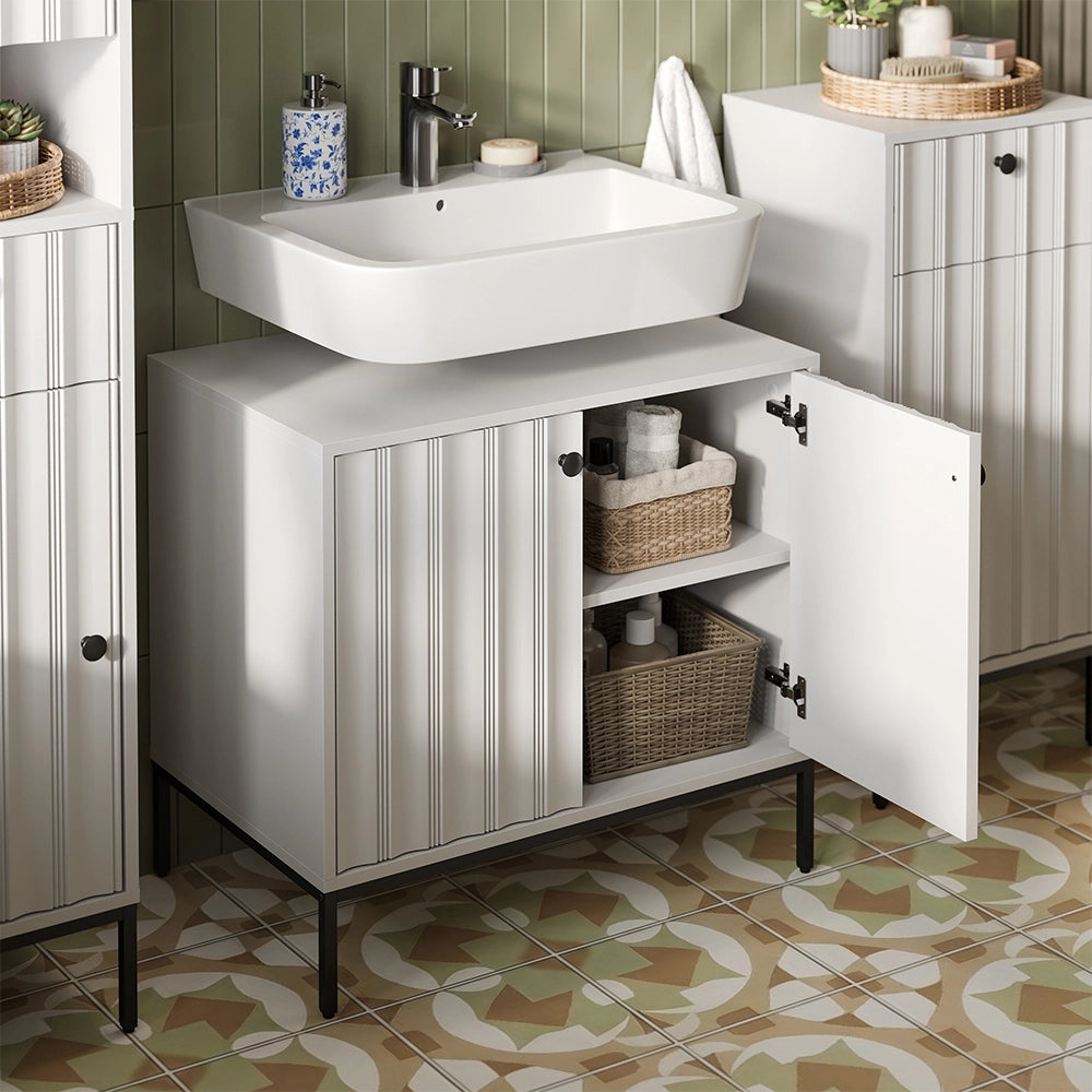 Vicco Set di mobili da bagno Ondulazione bianca 5 parti