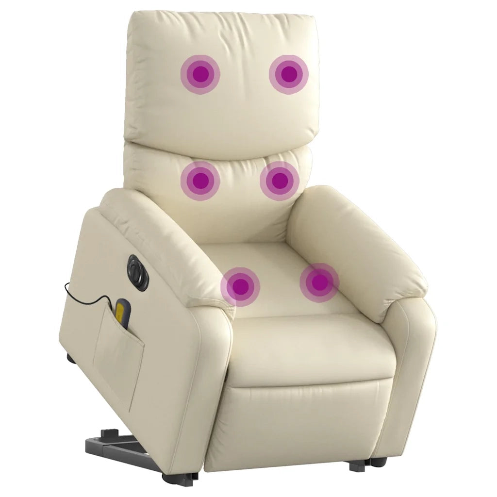 Poltrona Alzapersona Elettrica Reclinabile Crema in Similpelle 3204908