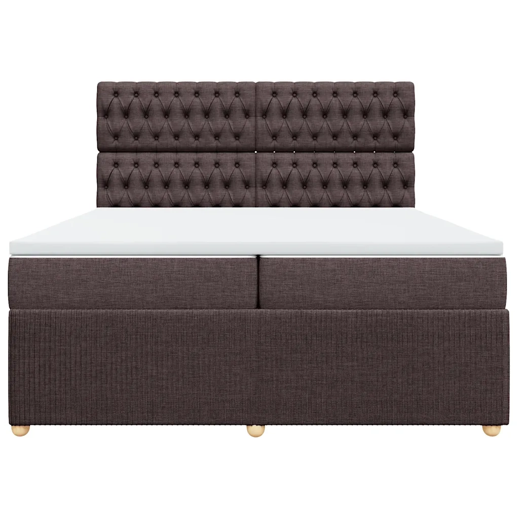Giroletto a Molle con Materasso Marrone Scuro 200x200cm Tessuto 3294473