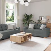 Set divano 3 pezzi grigio scuro con cuscini