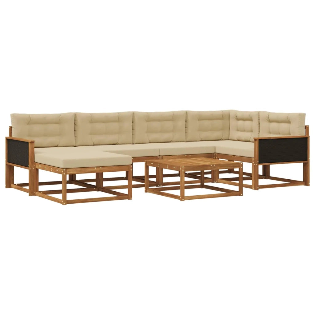Set di divani da esterno con cuscino 7 pcs Naturale e Beige 3382716