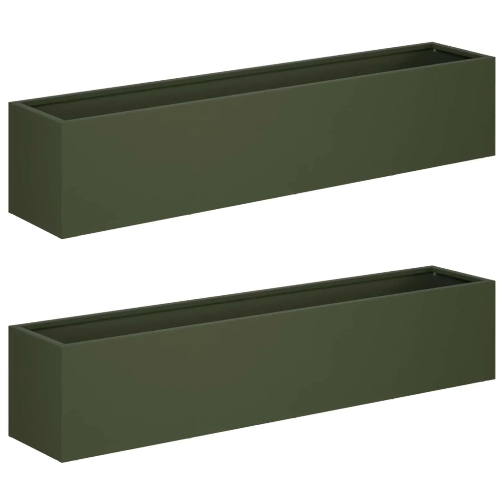 Vaso da giardino 2 pz Verde Oliva 100 x 20 x 20 cm 8005183