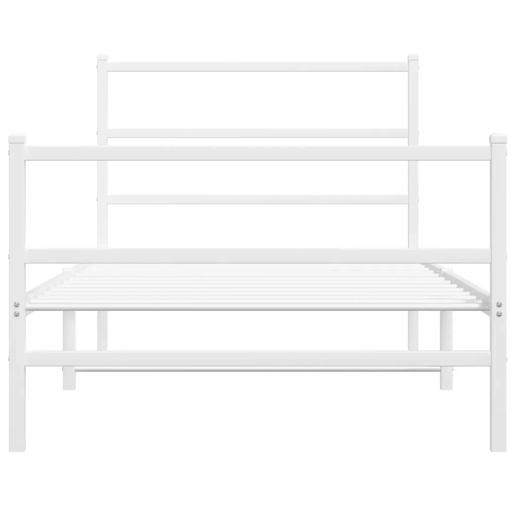 Giroletto con Testiera e Pediera-Struttura Letto Metallo Bianco 100x200 cm 108861