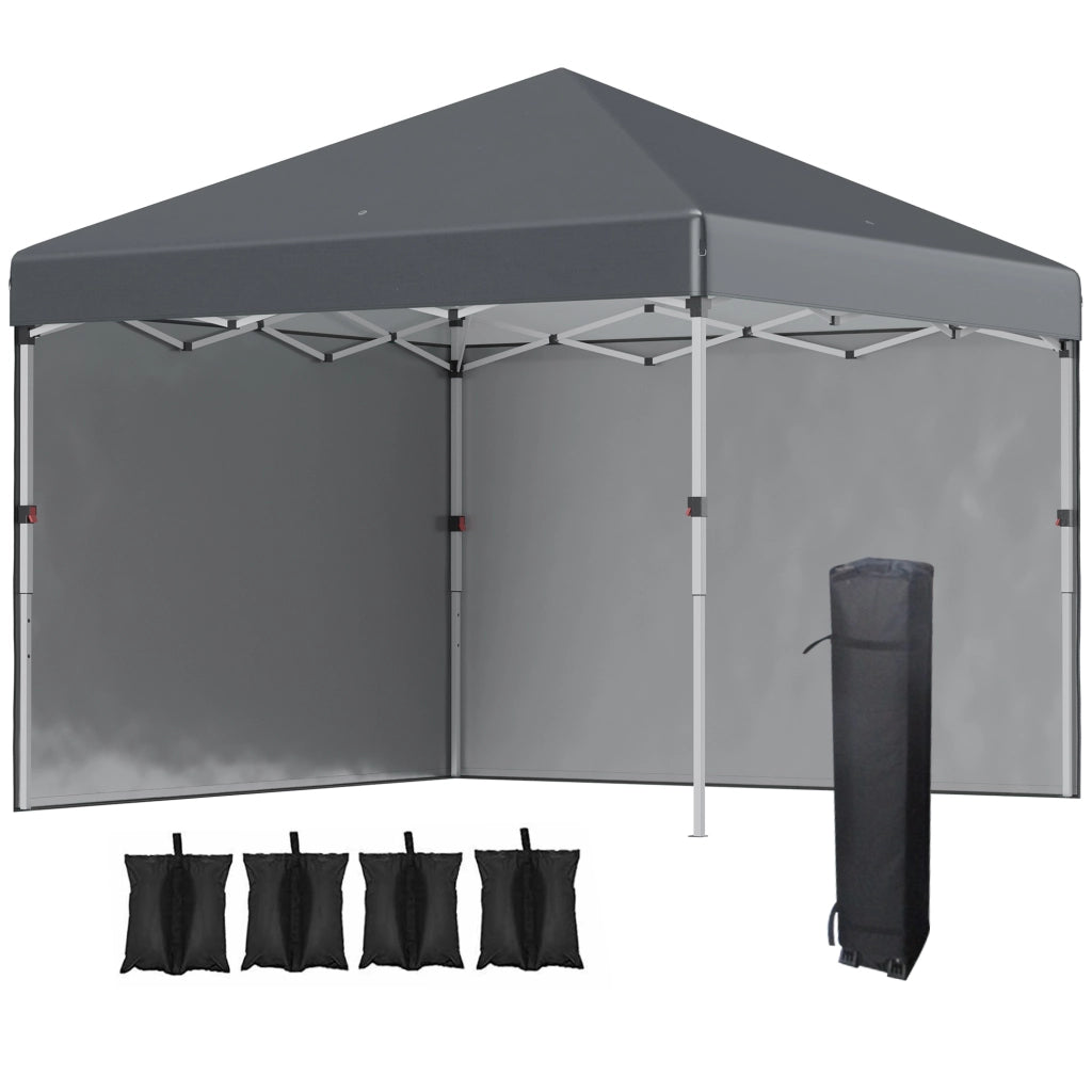 Gazebo pieghevole con 2 pareti ¨C zephmum ¨C grigio scuro 3x3 m