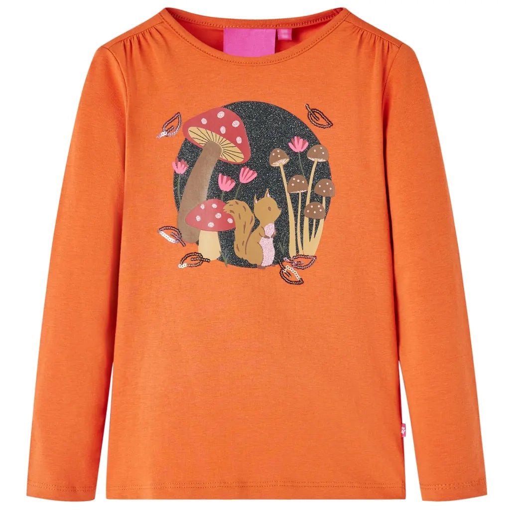 Maglietta da Bambina a Maniche Lunghe Arancione Bruciato 92cod mxl 132009