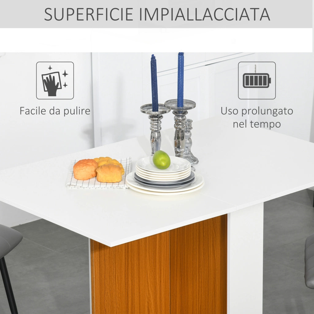 EasyComfort Tavolo da Pranzo Allungabile, Design Moderno, Tavolo Pieghevole Salvaspazio con Ruote 120 × 80 × 73cm