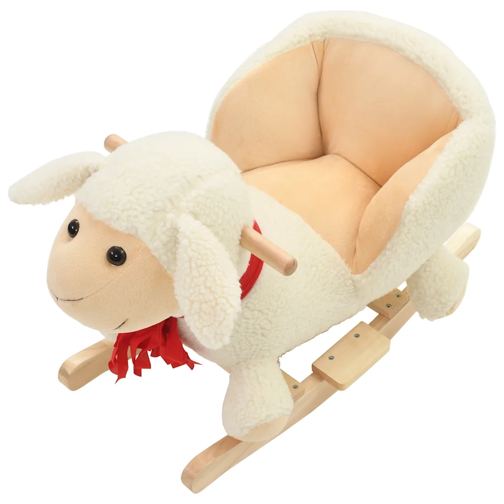 Pecora a Dondolo con Schienale in Peluche 60x32x50cm Bianco 80224