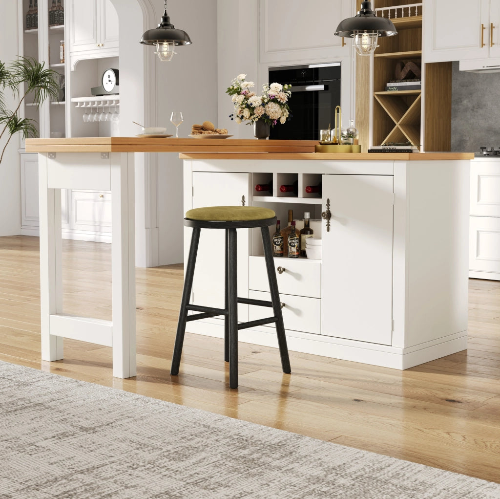 Tavolo bar 120-180x40x76 cm estensibile multifunzione in MDF naturale e bianco