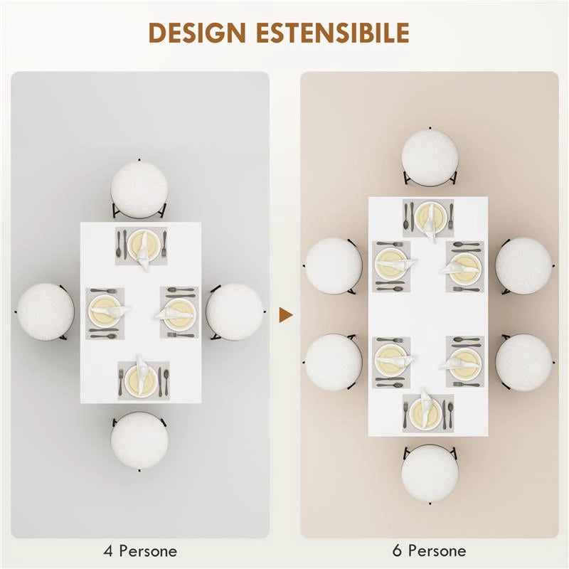 TAVOLO DA PRANZO ALLUNGABILE PER 4-6 PERSONE CON PANNELLI A RIBALTA, IN LEGNO, 120-160X80X78 CM, BIANCO