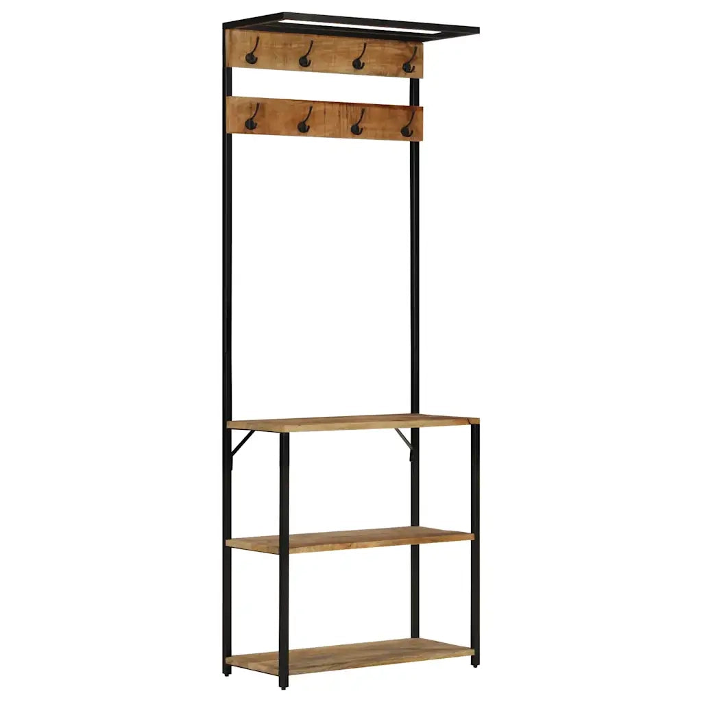 Appendiabiti con Scarpiera-Scarpiera con Appendiabiti 68x30x182 cm Massello Mango Grezzo