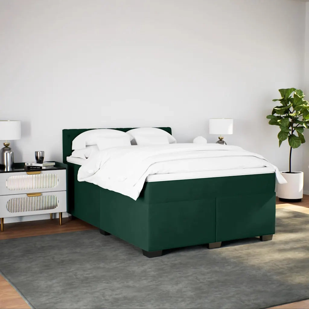Giroletto a Molle con Materasso Verde Scuro 160x200 cm Velluto