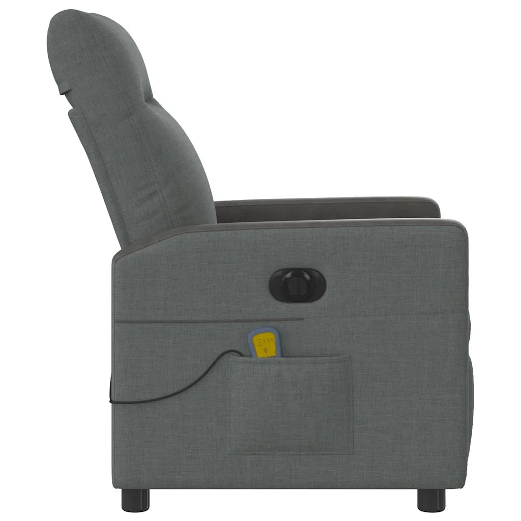 Divano Sedia-Poltrona Reclinabile Massaggio Elettrica Grigio Scuro Tessuto 955661