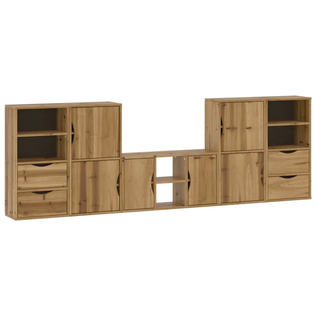 Mobile TV 5 pz con Contenitore ODDA in Legno Massello di Pino 3365374