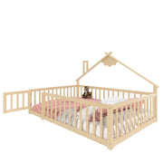 Letto Casetta 140×190 cm; Singolo con Sponda e Chiusura; senza Materasso; in Pino e MDF; Naturale