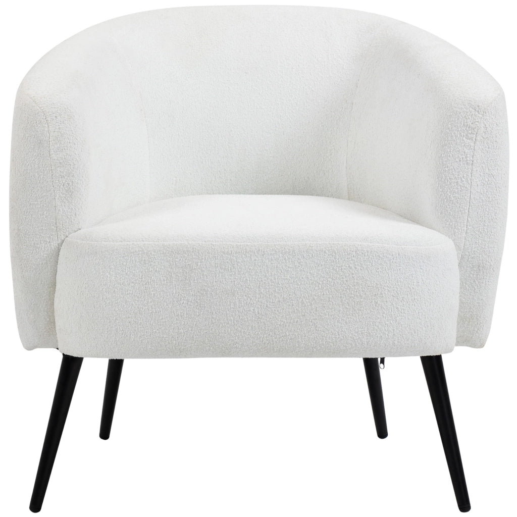 Poltrona in tessuto boucl¨¦ con braccioli e gambe in metallo nero ¨C Zephmum ¨C 72x73x73 cm bianco