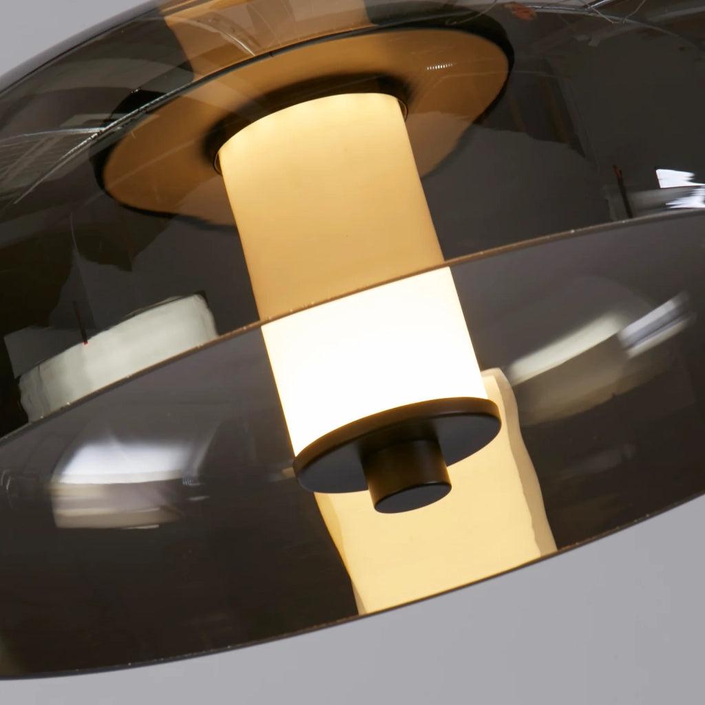 Lampadario Contemporaneo Frisbee Acciaio Nero Vetro Led 16,37W 3000K
