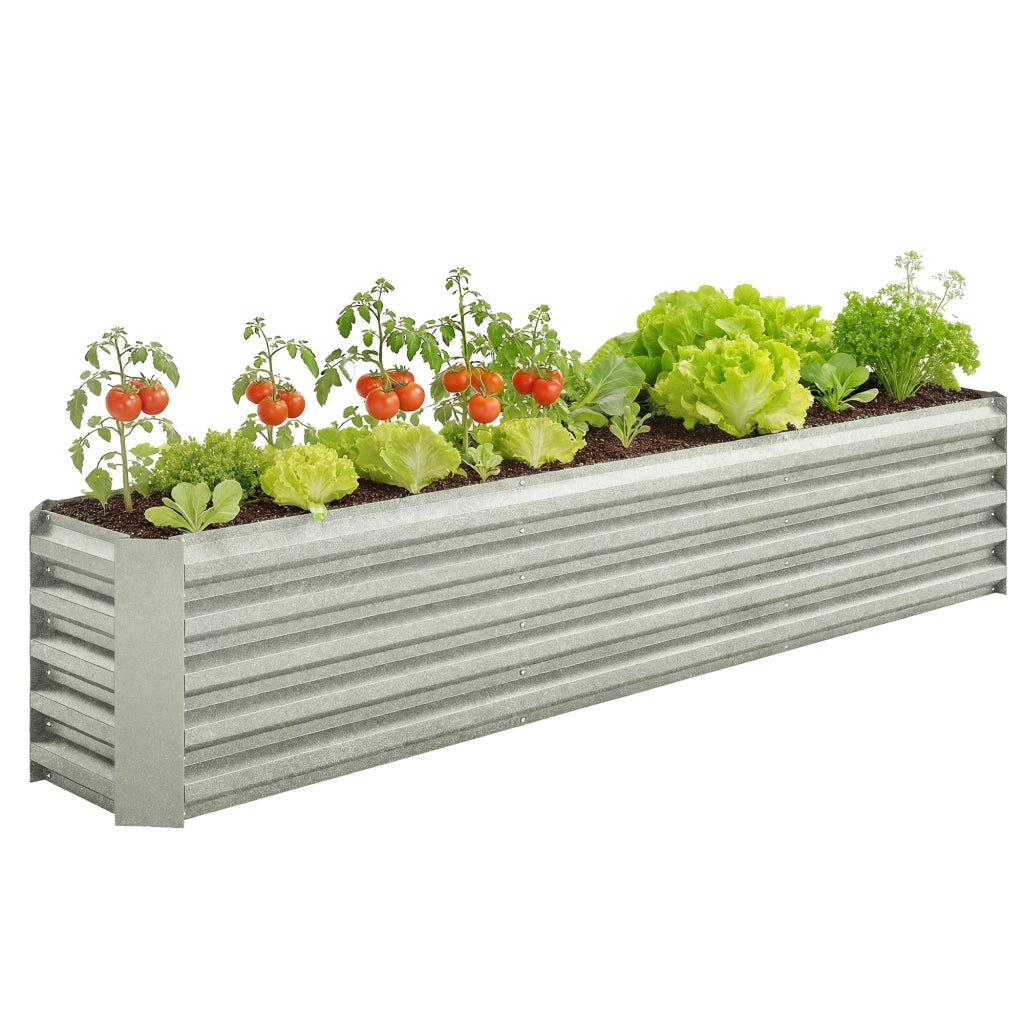 Orto rialzato da giardino ¨C Xylo ¨C acciaio galvanizzato grigio 240x40x45cm