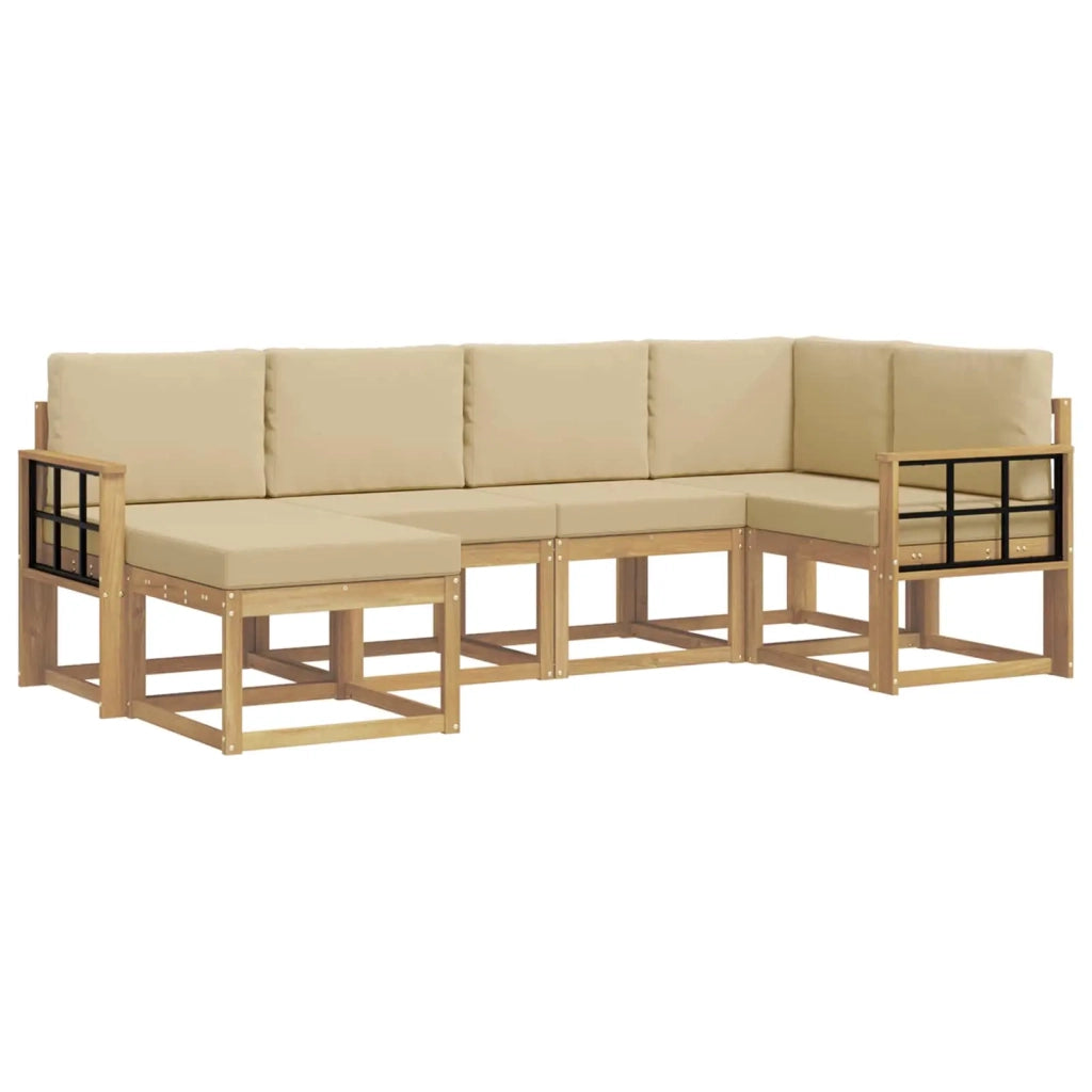 Set di divani da esterno 6 pz Bianco e Beige Poliestere 3387887