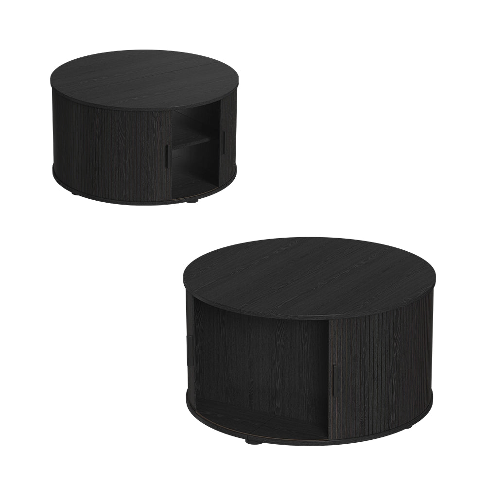 Vicco tavolino soggiorno Nero 80 x 80 cm con porta scorrevole