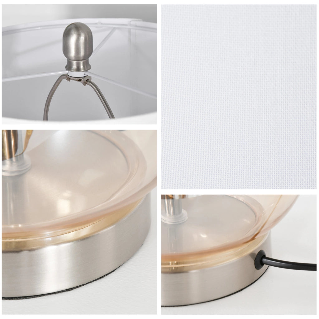 Lampada da Tavolo Set 2 Pezzi ¨C Xylo ¨C Paralume Lino E27 Bianco ?30x56cm