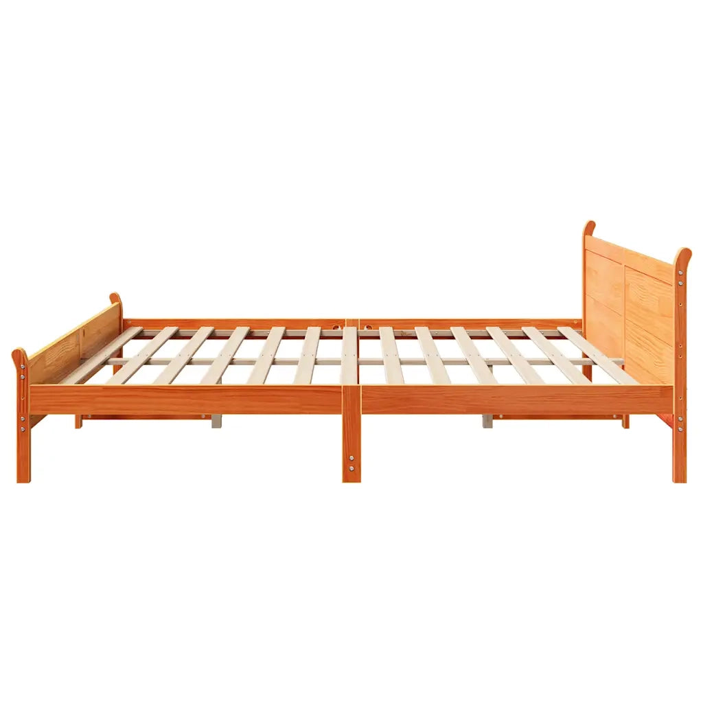 Letto senza Materasso Marrone Cera 200x200 cm in Legno di Pino