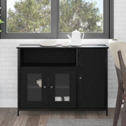 Credenza Nera in Rovere 100x35x75 cm in Legno Ingegnerizzato