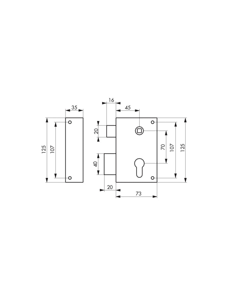 Cassa serratura CP in acciaio inox 73 x 125 mm, sinistra – THIRARD