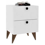 Cerveno, Comodino 2 Cassetti, 40x42x55h cm Bianco