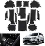 Accessori per Suzuki SX4 S-Cross 2016-2021, mazzette antislittamento, Suzuki S-Cross 2016 in gomma, mazzette per console centrale, mazzette per tazza, mazzette per vano porta, accessori per Suzuki S-Cross (bianco)