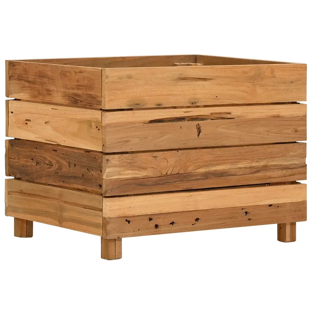 Letto Rialzato 50x40x38 cm Legno di Teak di Recupero e Acciaio 47421