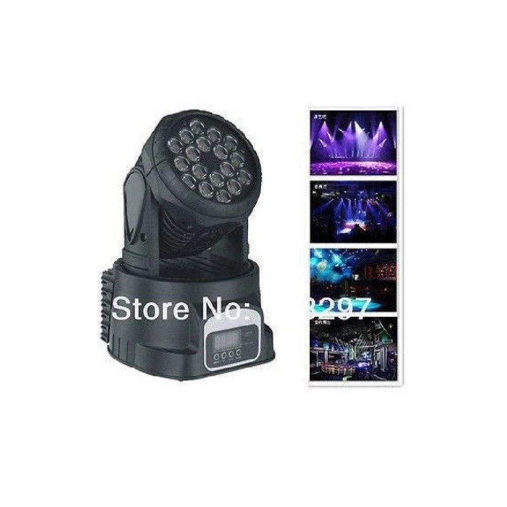 Trade Shop - Proiettore Testa Mobile Rotante Effetti Luce Discoteca Dmx 512 Rgb 18 Led 52w -