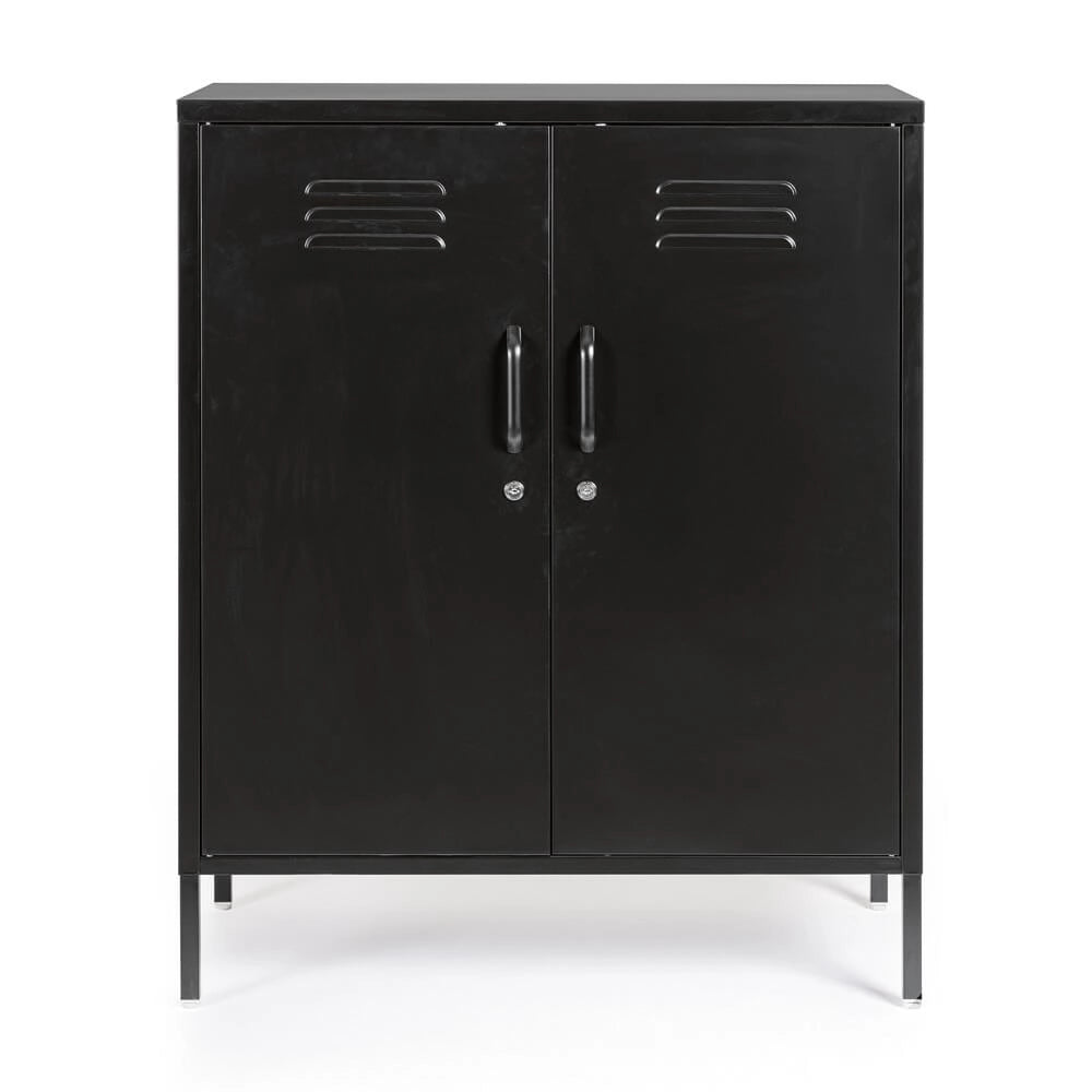Credenza in Acciaio a 2 Ante Stile Industriale con Ripiani - CLIFTON